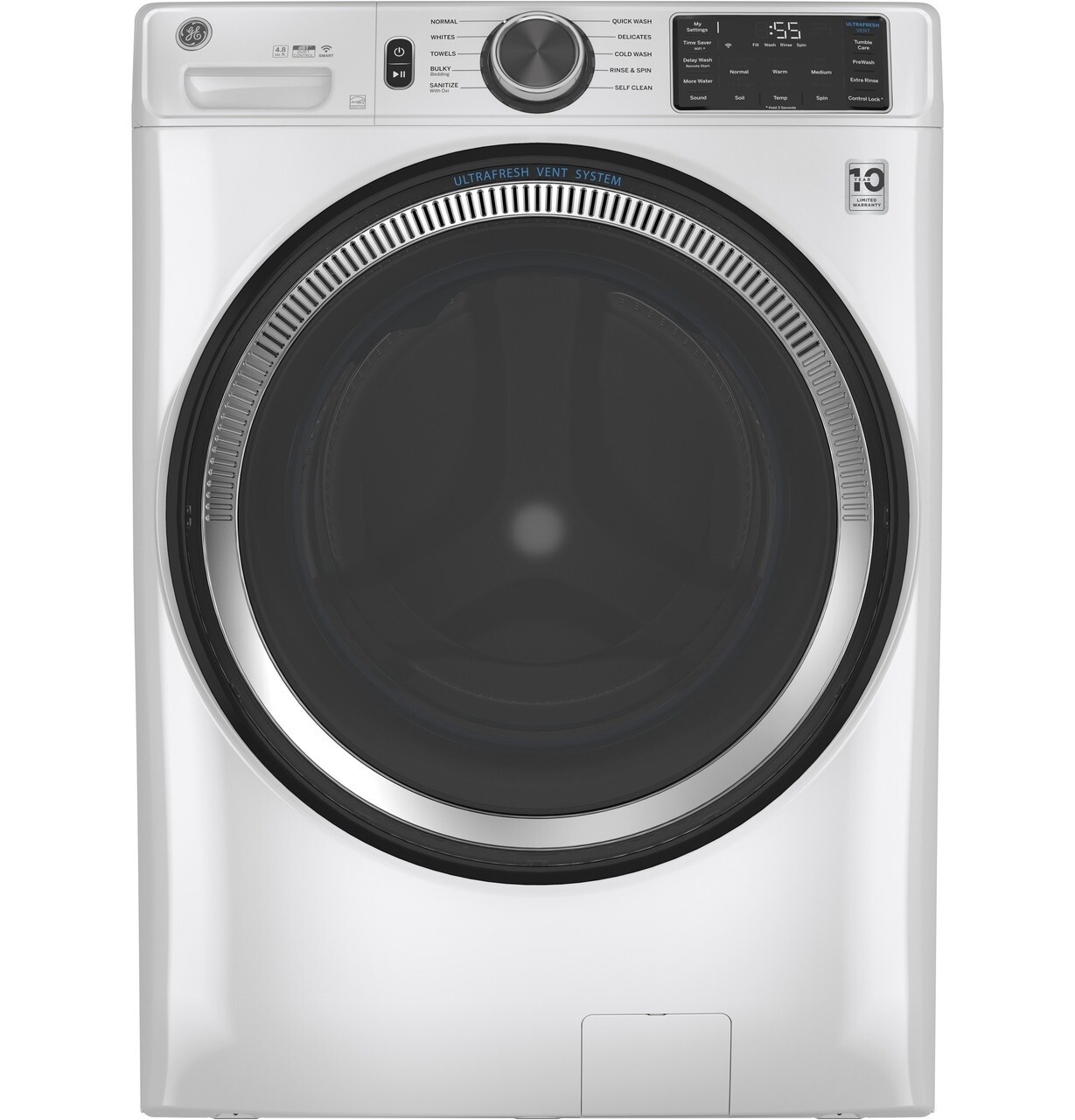 GE 4.8 Cu Ft Smart Front Load Energy Star Washer White