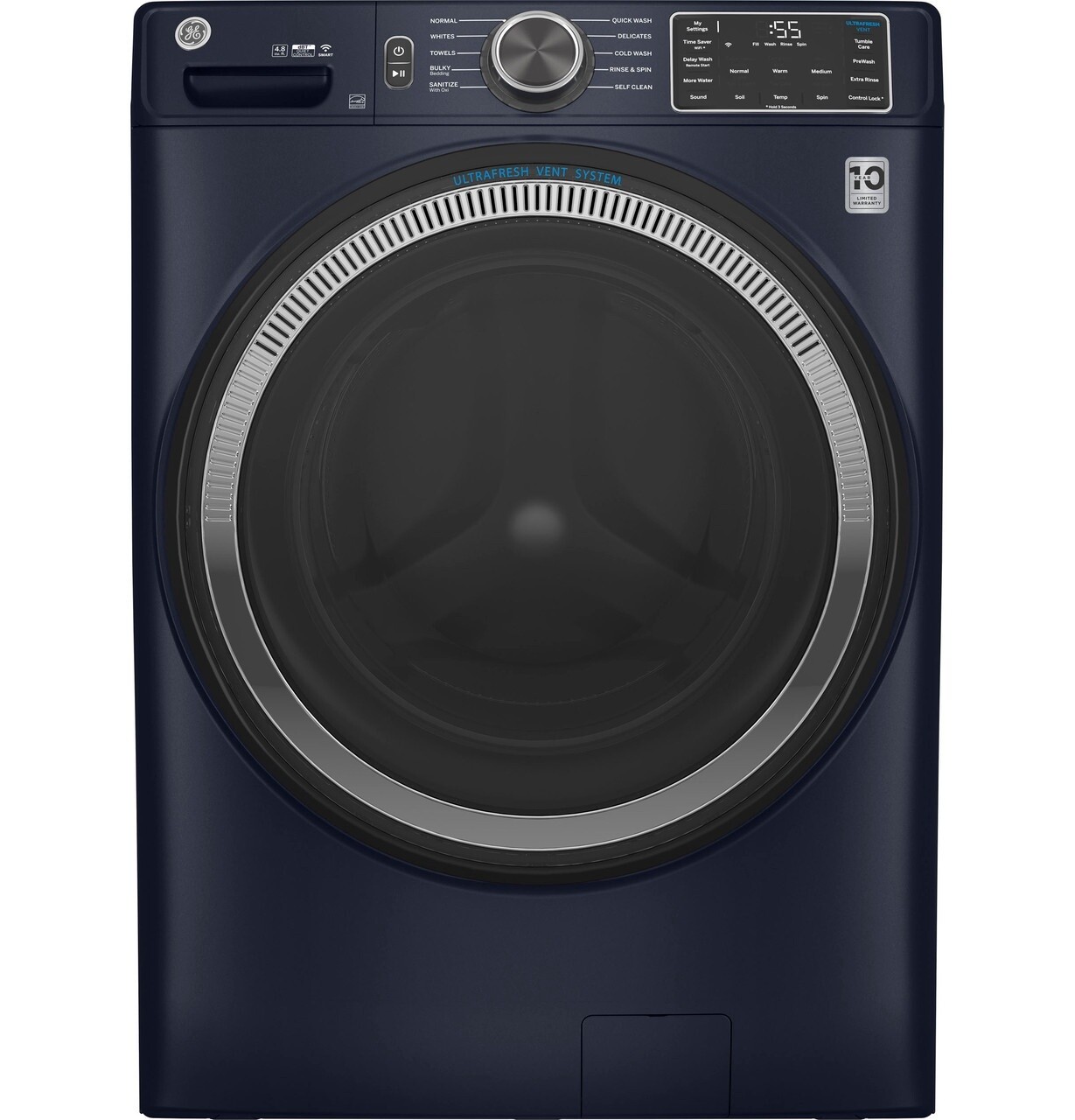 GE 4.8 Cu Ft Smart Front Load Energy Star Washer Blue