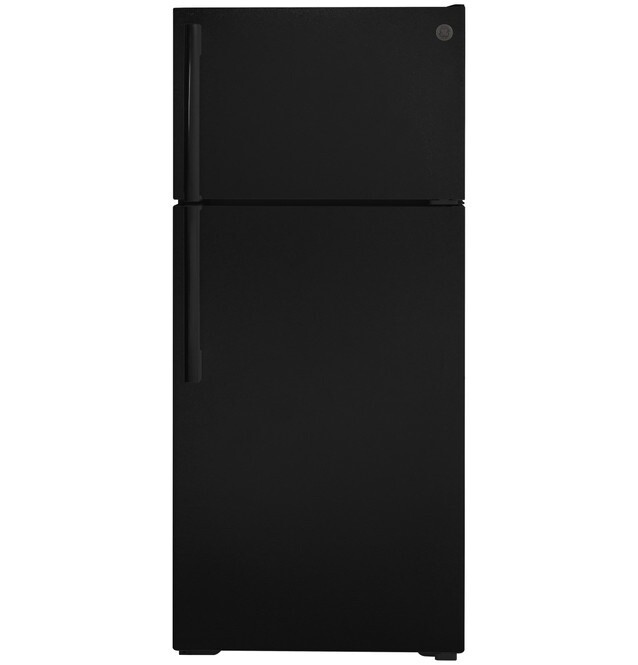GE 16.6 Cu Ft Top Mount Fridge Black - Width 28&quot;