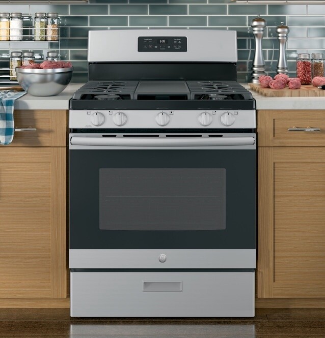 GE 30&quot; Free Standing Gas Stove 5 Burner S/S