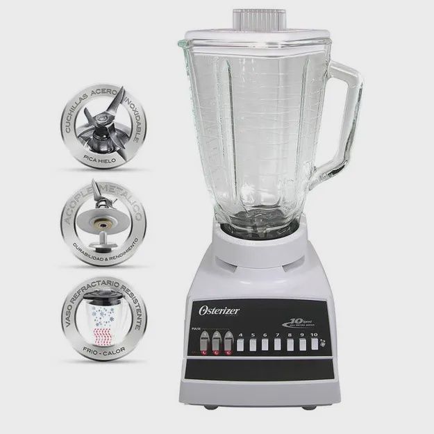 Oster Blender Traditional, 10 Speeds, Glass Jar, White