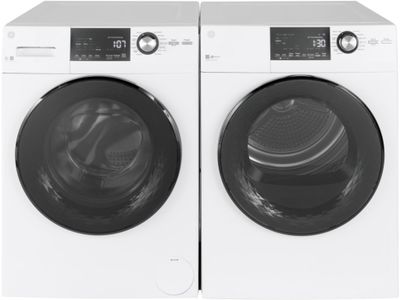 Front Load Compact GFW148SSMWW 24&quot; Washer with GFD14ESSNWW 24&quot; Electric Dryer Laundry Pair  in