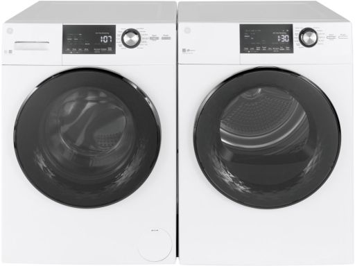 Front Load Compact GFW148SSMWW 24&quot; Washer with GFD14ESSNWW 24&quot; Electric Dryer Laundry Pair  in
