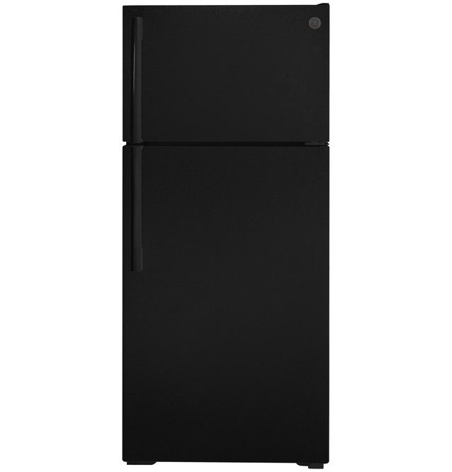 GE 16.6 Cu Ft Top Mount Fridge Black - Width 28"
