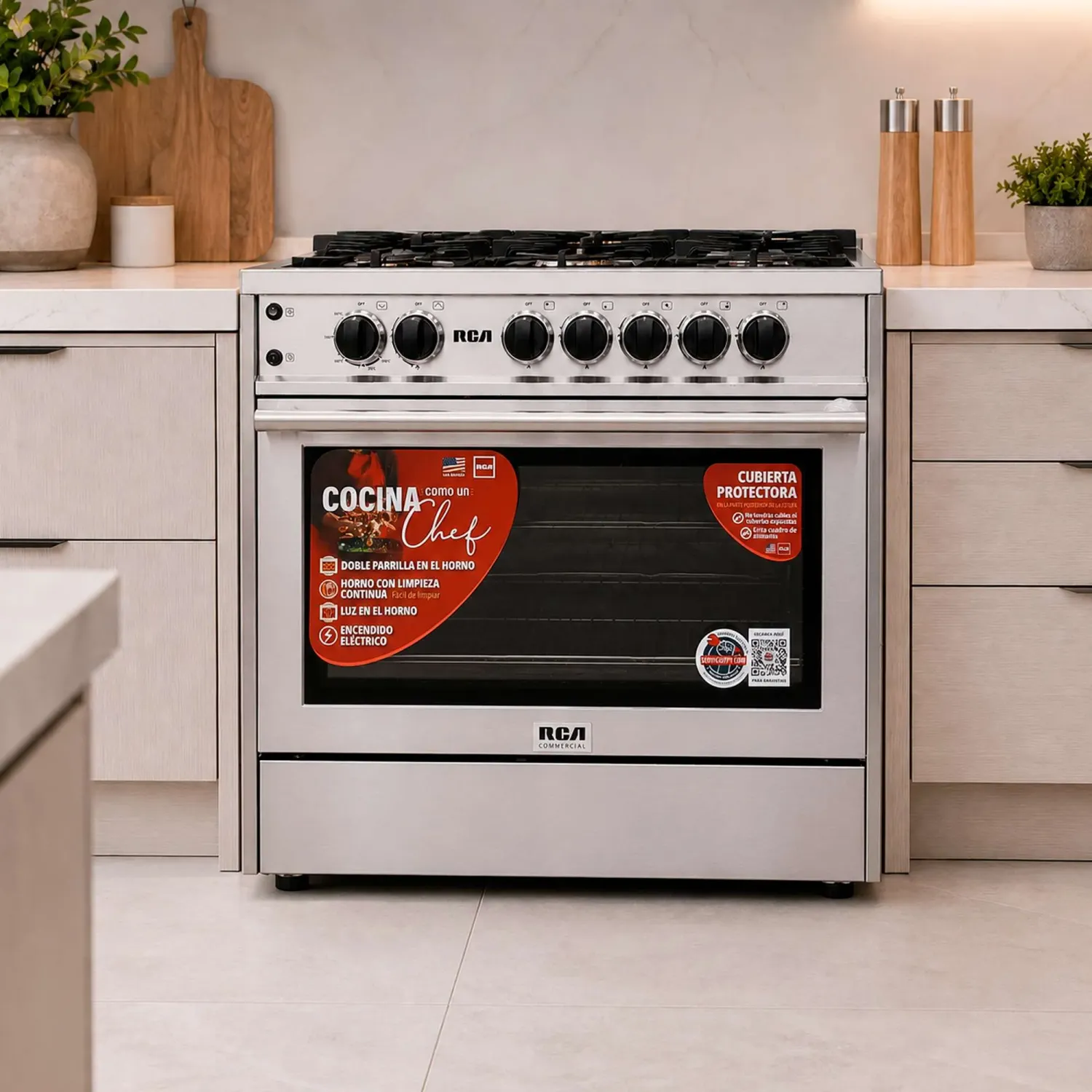 RCA 36" Commercial Style Gas Stove - 5 Burner