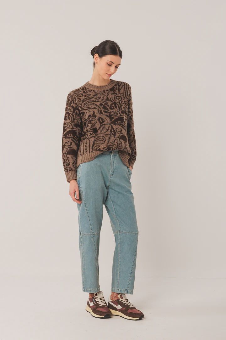 Indi &amp; Cold Brown Jacquard Sweater