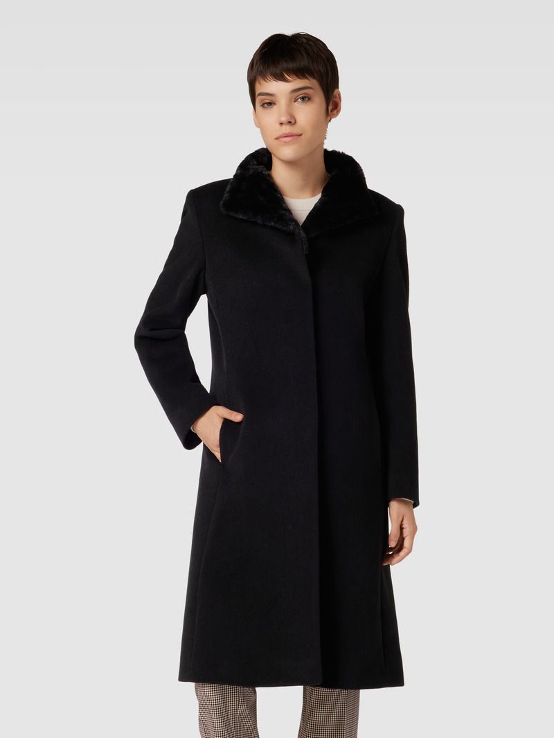 Cinzia Rocca Wool Black Coat Below Knee