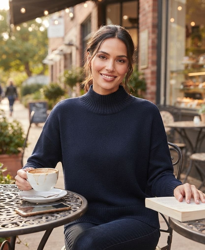 Hubert Gasser Navy Turtleneck Pullover