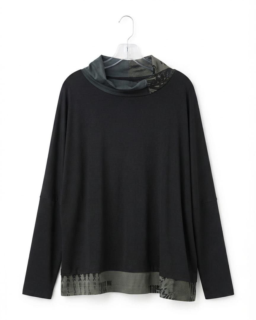 Naya Black Colour Panal Top #26212