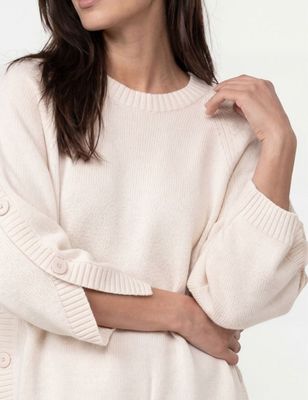 Monari Creme Sweater w Button Detail
