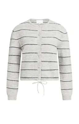 Yaya Grey Knitted Stripe Cardigan