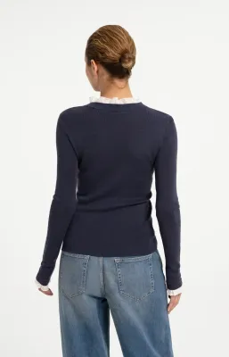 Yaya Odyssey Grey Sweater with lace Detail