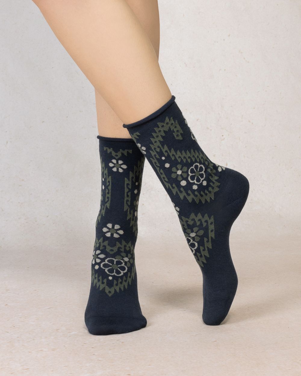 Bleuforet Fine wool socks with flowers