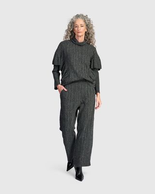 Alembika Urban Heather Knit Top with Ruffle Detail