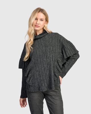 Alembika Urban Heather Knit Top with Ruffle Detail