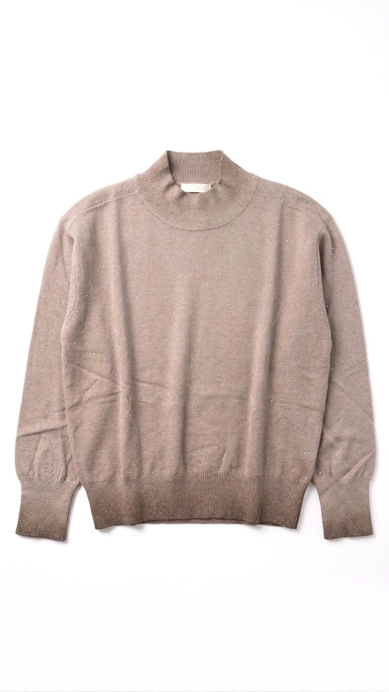 Maria Belletani Mocha Dyed w Sparkle Turtleneck