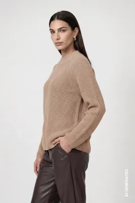 Monari Knitted jumper with stand-up collar