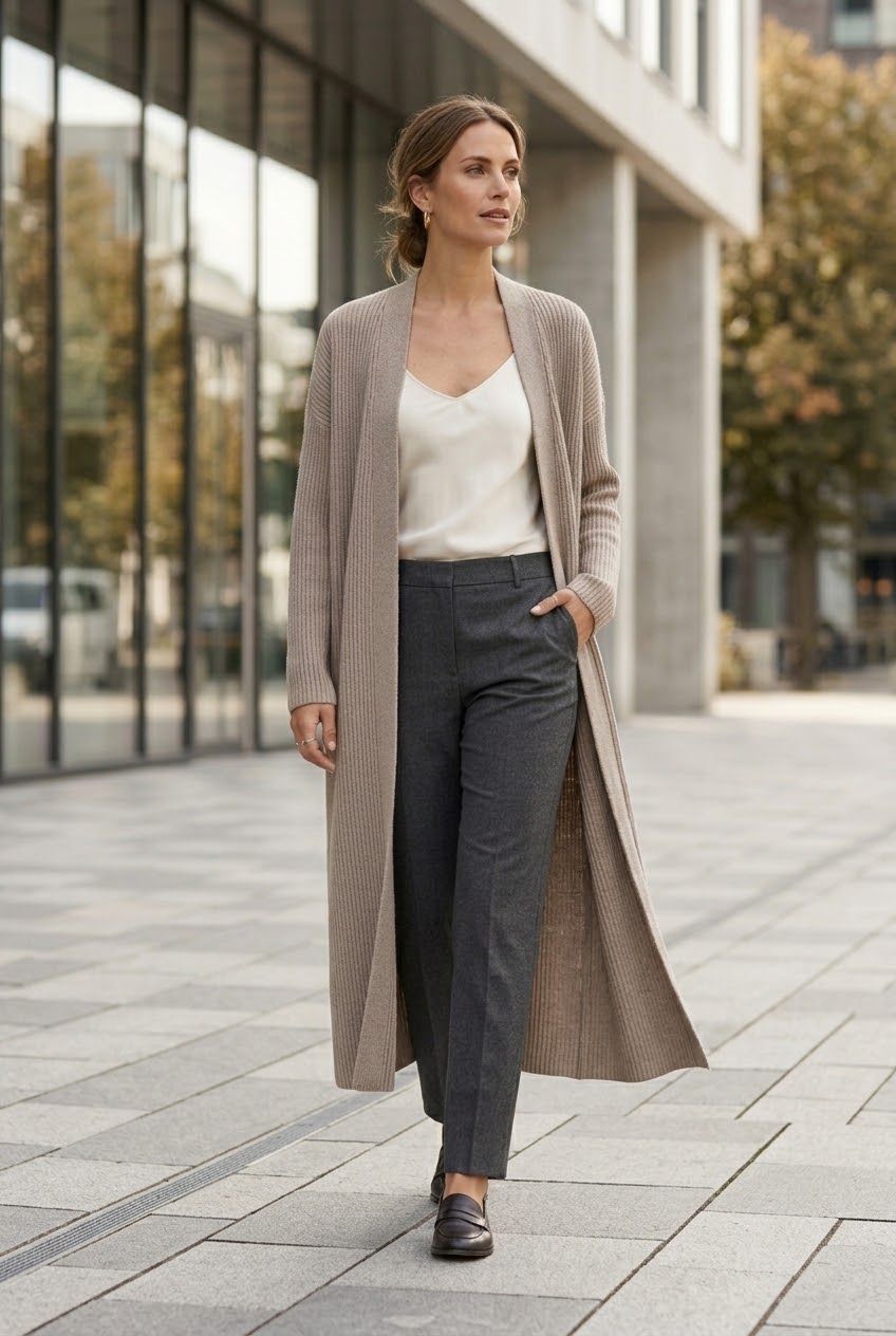 G Weber Long Ribbed Cardigan