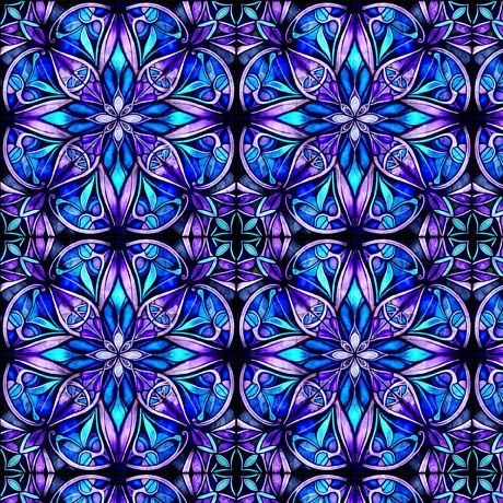 Radiant Reflections Stained Glass Allover Blue