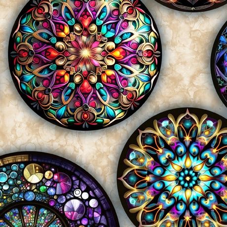 Radiant Reflections Stained Glass Medallions Cream