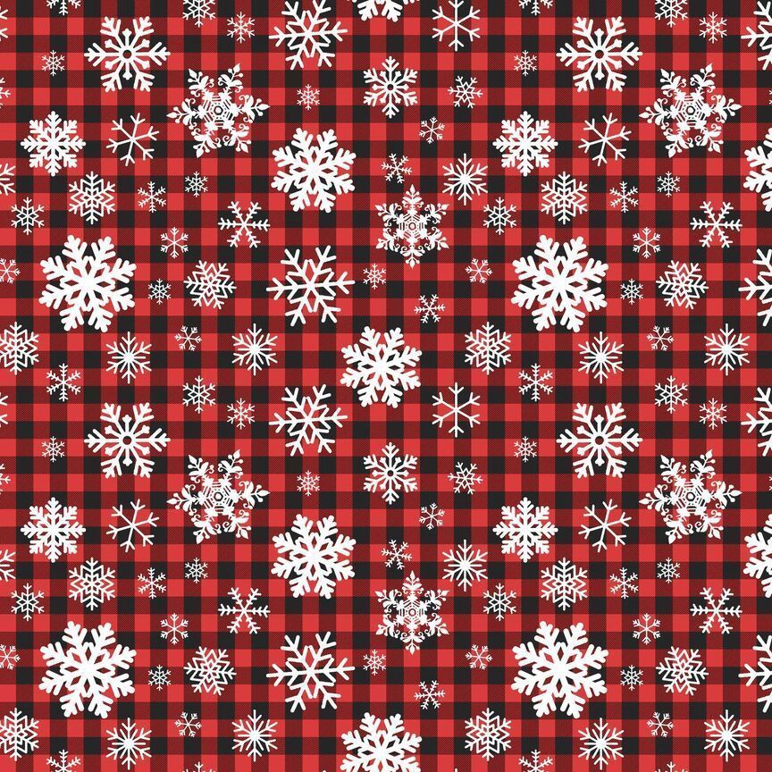 Frosty Delight Snowflakes on red Buffalo Plaid