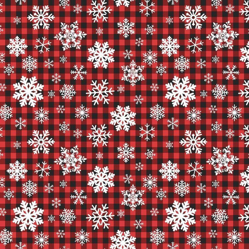Frosty Delight Snowflakes on red Buffalo Plaid