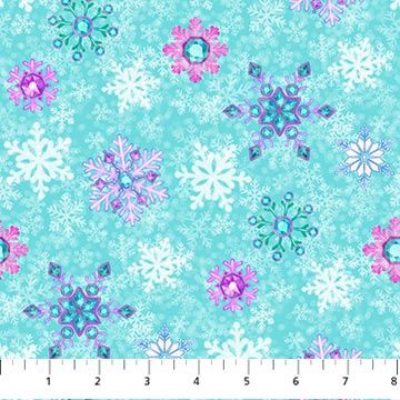 Merry and Bright Turquoise Multi Snowflakes
