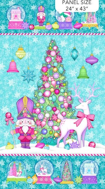 Merry and Bright Panel Multi Turquoise 25&quot; x 44&quot;