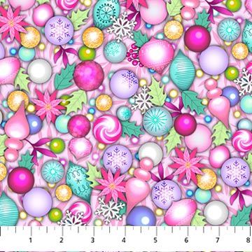 Merry and Bright Pink Multi Baubles