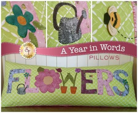 Shabby Fabrics - A Year In Words Flowers Pillow