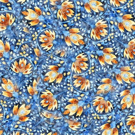 Midnight Blooms Floral Toss Blue
