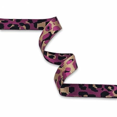 1-1/2&quot; Webbing Leopard Violet Rose (3yds)