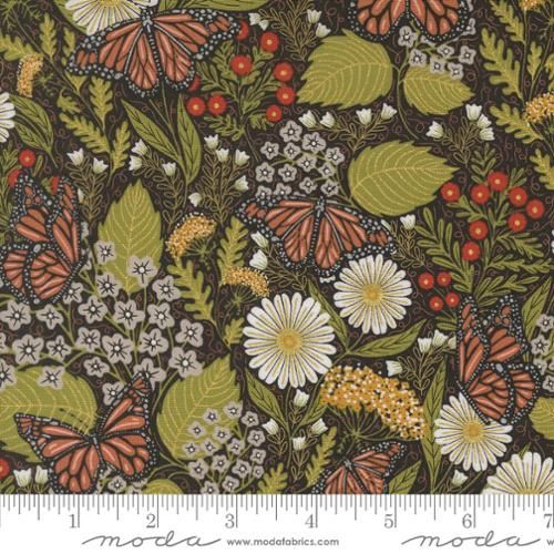 Bee Garden Metallic Black Summer Butterfly Floral