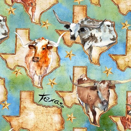 Longhorns Texas Map Green
