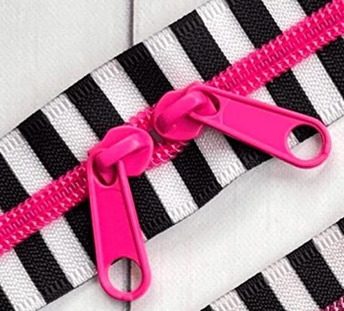 30&quot; Zipper Black/White Tape w/Pink Pulls