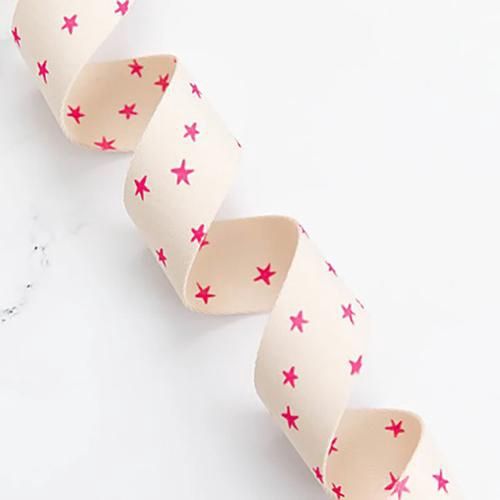 1-1/2&quot; Starry Webbing Natural &amp; Pink