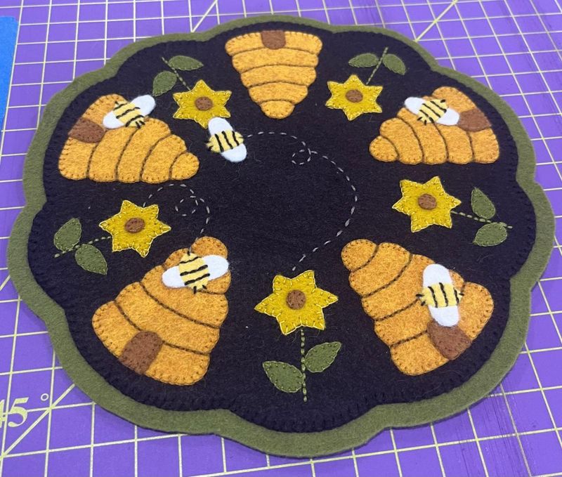 Beeskeps Candle Mat - Felt Embroidery Class:  Friday, 5/30:  10:00am - 2:00pm