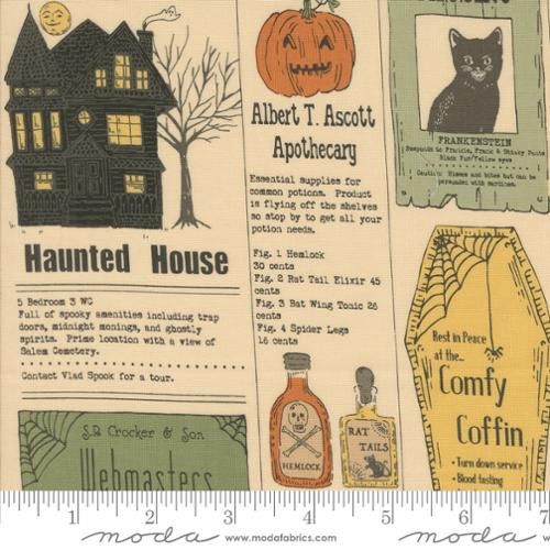 Home Sweet Haunt Vintage Newspaper Bone
