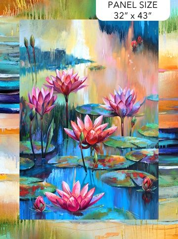 Lotus Panel Dark Blue Multi (33-1/2&quot; x 42&quot;)