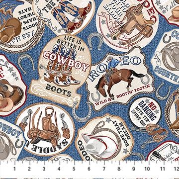 Cowboy Blues Blue Multi Sayings
