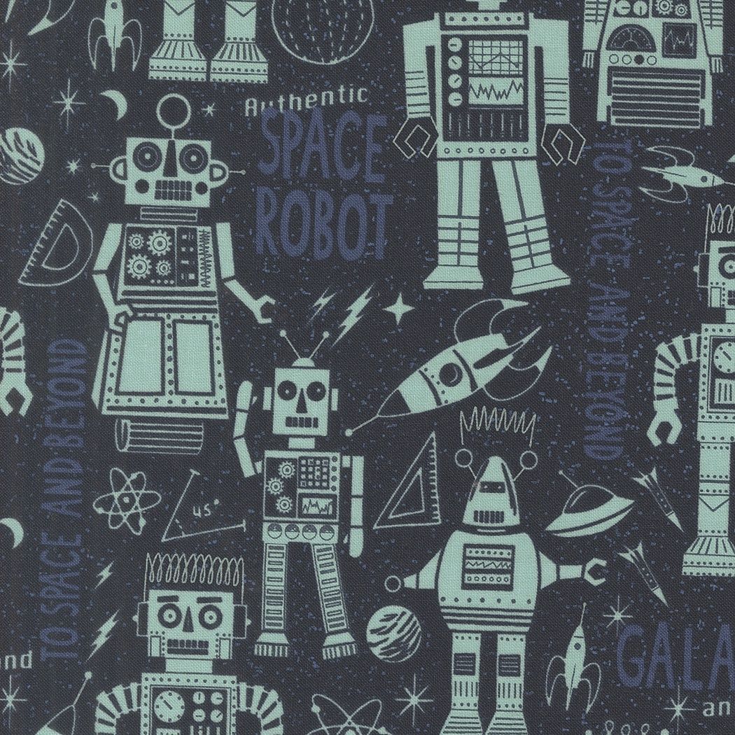 321 Blast Off Night Sky Robots and Planets