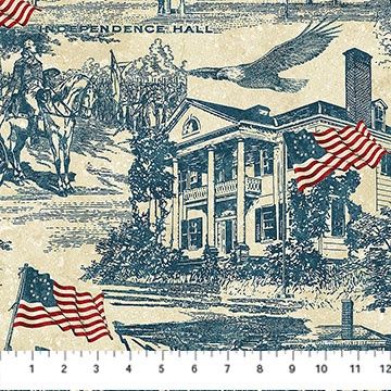 America 250 Toile Blue Beige