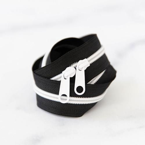 30" Zipper Black Tape w/White Zipper