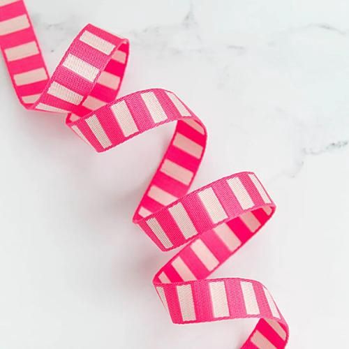 1" Neon Pink &amp; Off White Webbing