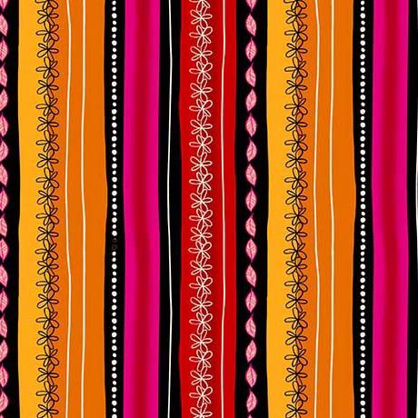 Blooms of Joy Decorative Stripe Black