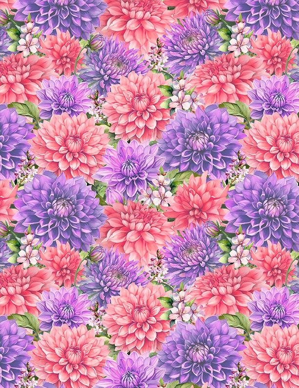 Dahlia Botanica Packed Floral Pink &amp; Purple