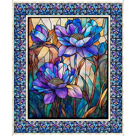 Mosaic Blooms Stained Glass Floral Panel (36" x 44")