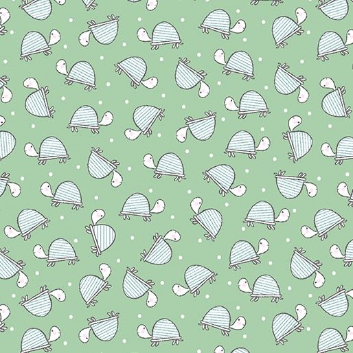 Flannel Doodle Baby Turtle Love Mint