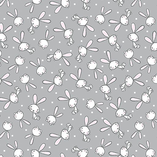 Flannel Doodle Baby Bunny Love Grey