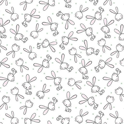 Flannel Doodle Baby Bunny Love White